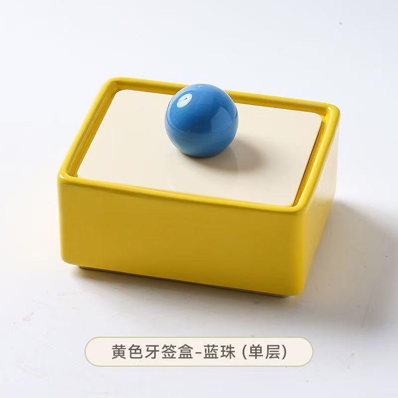 Dopamine Creative Ceramic Open Lid Toothpick Box Exquisite Storage Home Internet Celebrity Ornaments