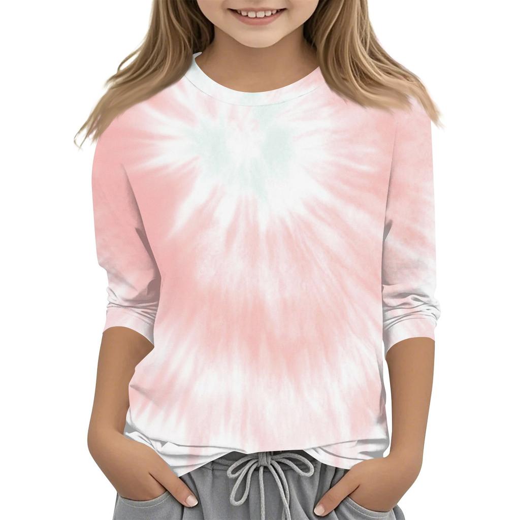 Children's 3/4 Sleeves Printed O-neck Top Everyday Casual T-shirt
