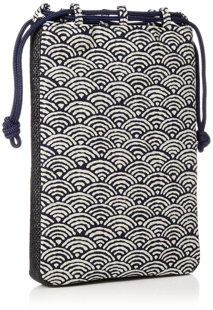 Maruzen Gusseted Shingen Seigaiha 20 x 4 x Drawstring Bag Bag, Pattern, 28cm,