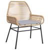 5 Piece Outdoor Dining Set with Cushions Brown Poly Rattan Glass Table