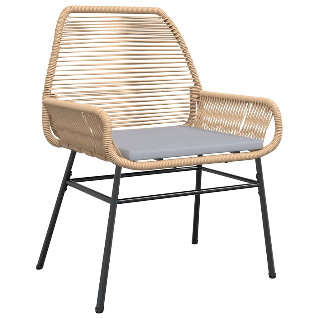 5 Piece Outdoor Dining Set with Cushions Brown Poly Rattan Glass Table