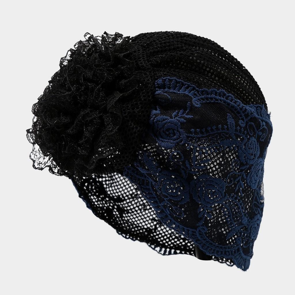 Muslim Lace Floral Beanie Hat Breathable Summer Fashion Cap For Women