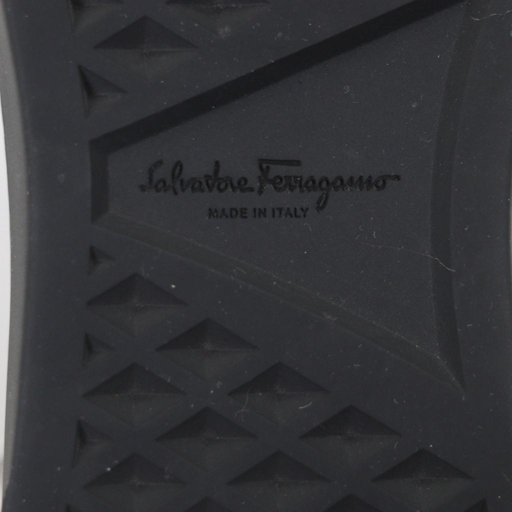 Excellent Salvatore Ferragamo Low Cut Sneakers Black Leather Mens 9 Used
