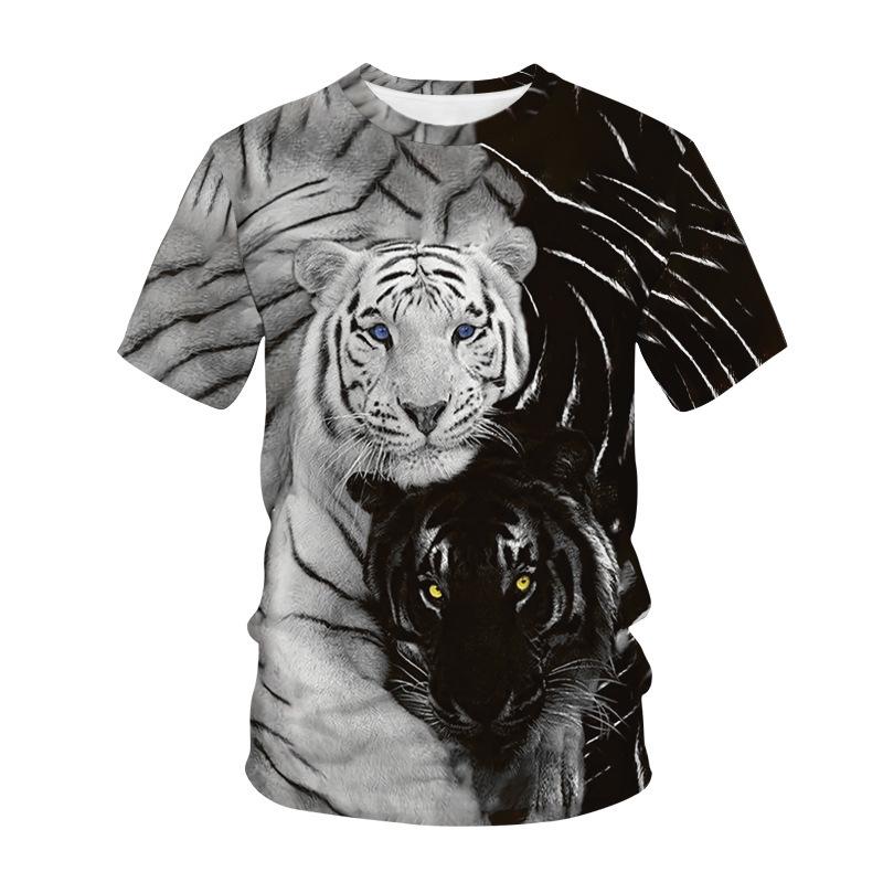Summer Casual Men's T-shirt Animal Print 3D T-shirt Men's Round Neck Short Sleeved Comfortable Plus Size Fashionable T-shirt
