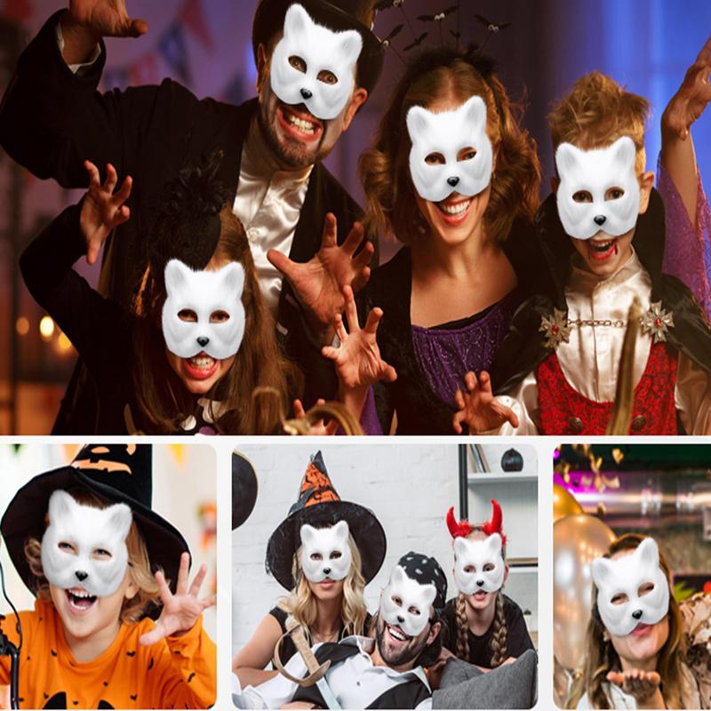 Maska karnawałowa zwierzęca na twarz z ogonem i rękawiczkami maska na Halloween na maskaradę, karnawał i występy sceniczne