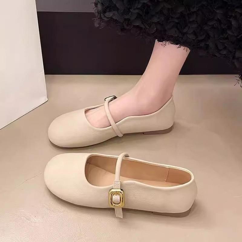 Summer Thin Real Soft Leather Breathable French Mary Jane Shoes Soft Sole Women's Shoes Shallow Mouth Single Shoes with Skirt Small Leather Shoes
