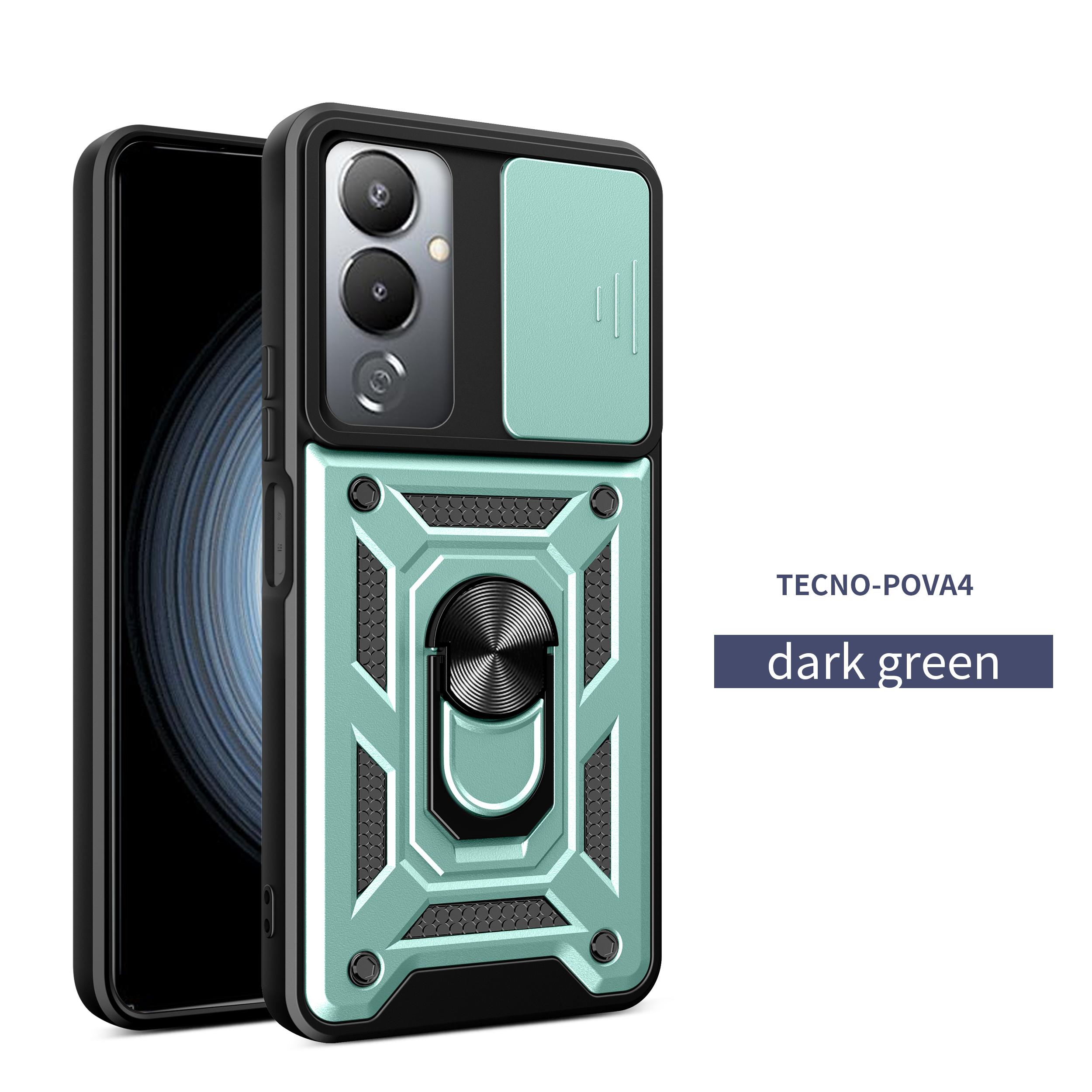

For Tecno Pova 4 Pro Case Tecno Pova 4 Cover Pova 4 Pro Magnetic Ring Holder Armor Phone Case Slide Camera Protect Back Cover Tecno Pova 4 Pro