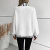 Vintage Loose Knitwear Pullover Sweater Long Sleeve Stand Color Multicolor Top for Autumn Winter