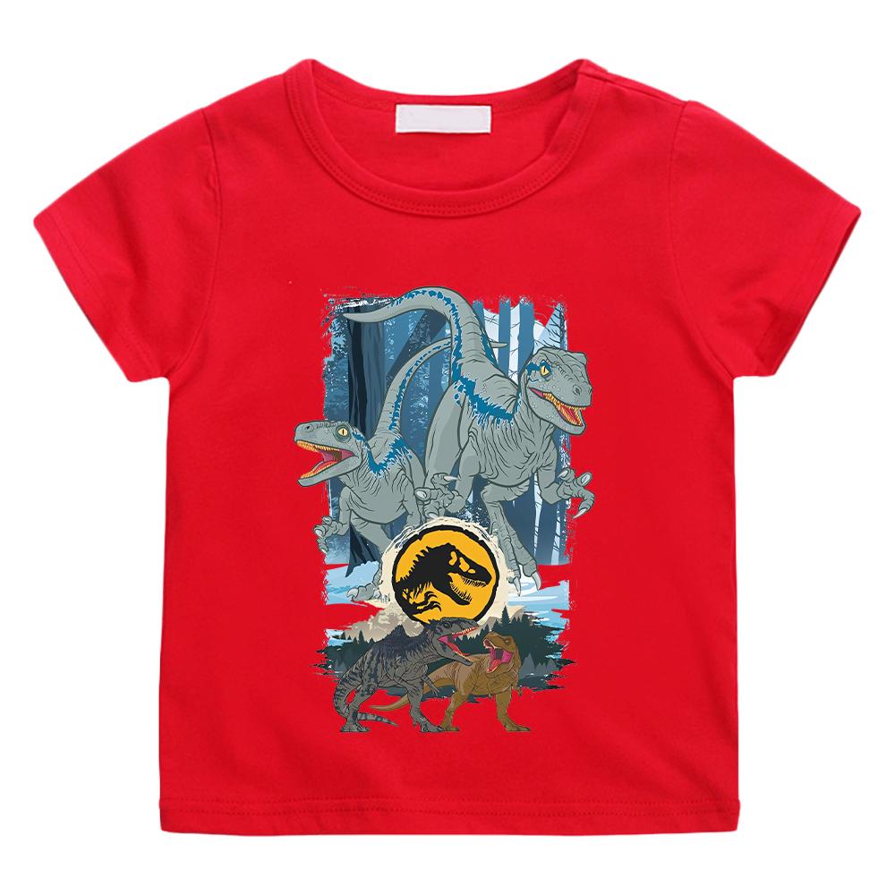 Jurassic World T-shirt Dinosaur Classic Movies 100%Cotton Casual Retro Tee-shirt Graphic Printing Children Clothes Tees Top Kids