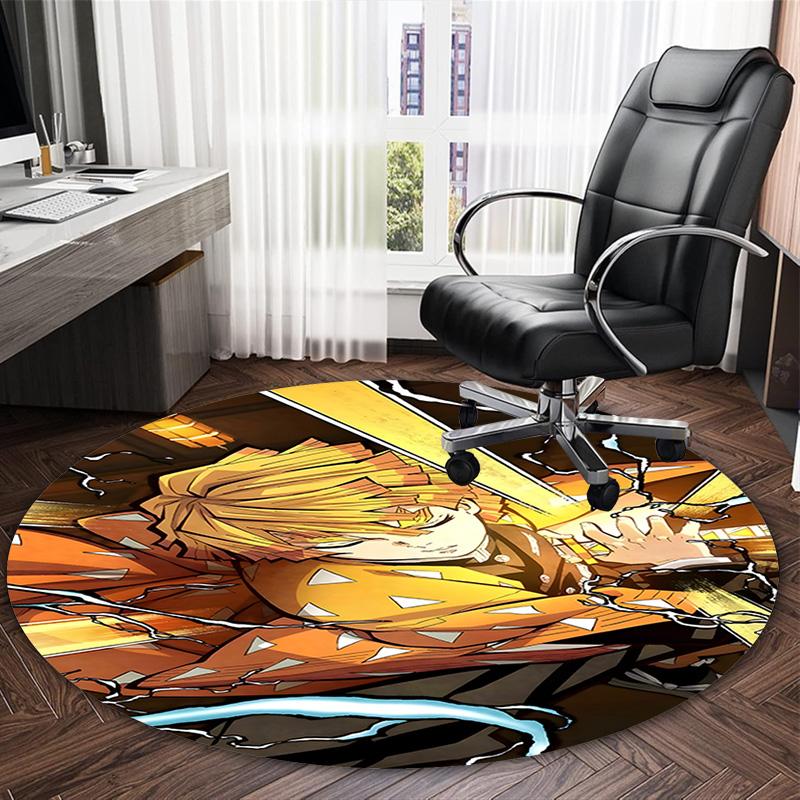 1pc Agatsuma Zenitsu Carpet, Round Rug, Comfortable, Suitable for Entryways, Living Rooms, Office, And Bedrooms, Christmas Decoration