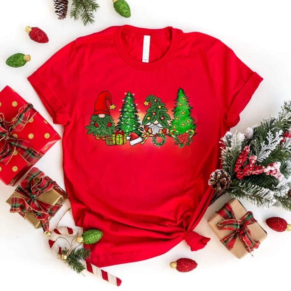Wine Glasses Christmas T Shirt Women's Fashion Funny Merry Christmas T Shirt Cute Women Graphic T-shirt Clothing