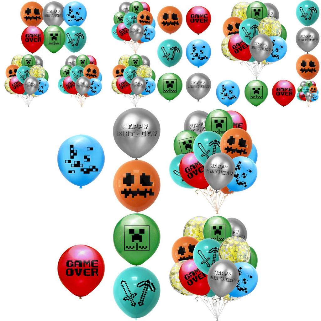 Zoll Minecraft Pixel Geburtstag Latexballon Partydekoration Für Kinder Spaßfeier**