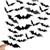 12/24/60Pcs 3D Waterproof Black Bat Wall Stickers Halloween Party Decoration Home Yard Scary Props Kid Room DIY Wall Decals 2025