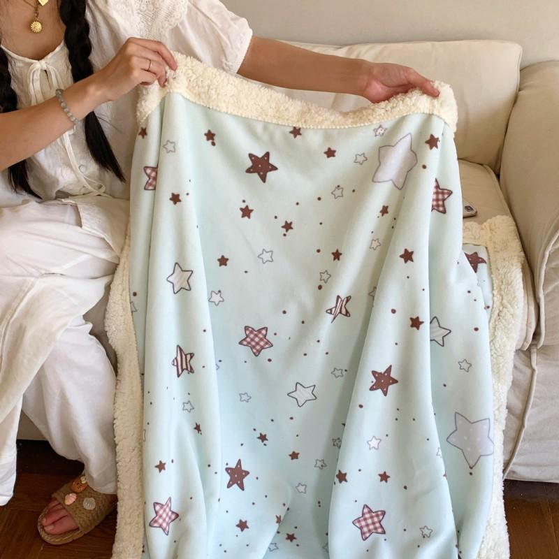 Winter Thick Milk Fleece Blanket Office Nap Sofa Bed Kids Students