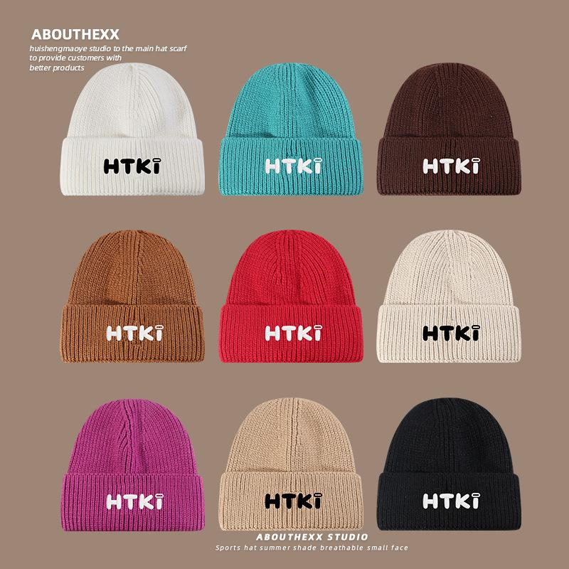 Autumn and Winter Warm Woolen Hat for Women with Letter Embroidery Outdoor Casual Ear Protection Woolen Hat Korean Version Versatile Knitted Cold Hat