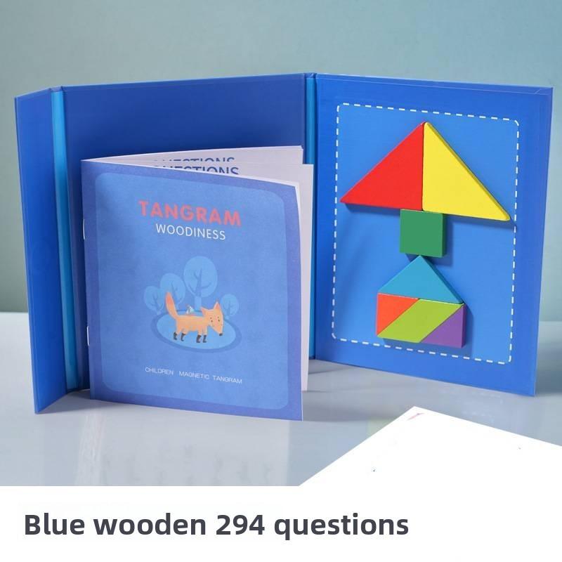 Magnetic Tangram Puzzle With Wooden Material For Childrens Brain Development Education Toy