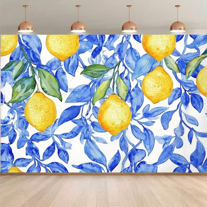 

2D Watercolor Lemon Tree Backdrop Blue Foliage Studio Photography Background 47.2x31.5inch/120*80cm
