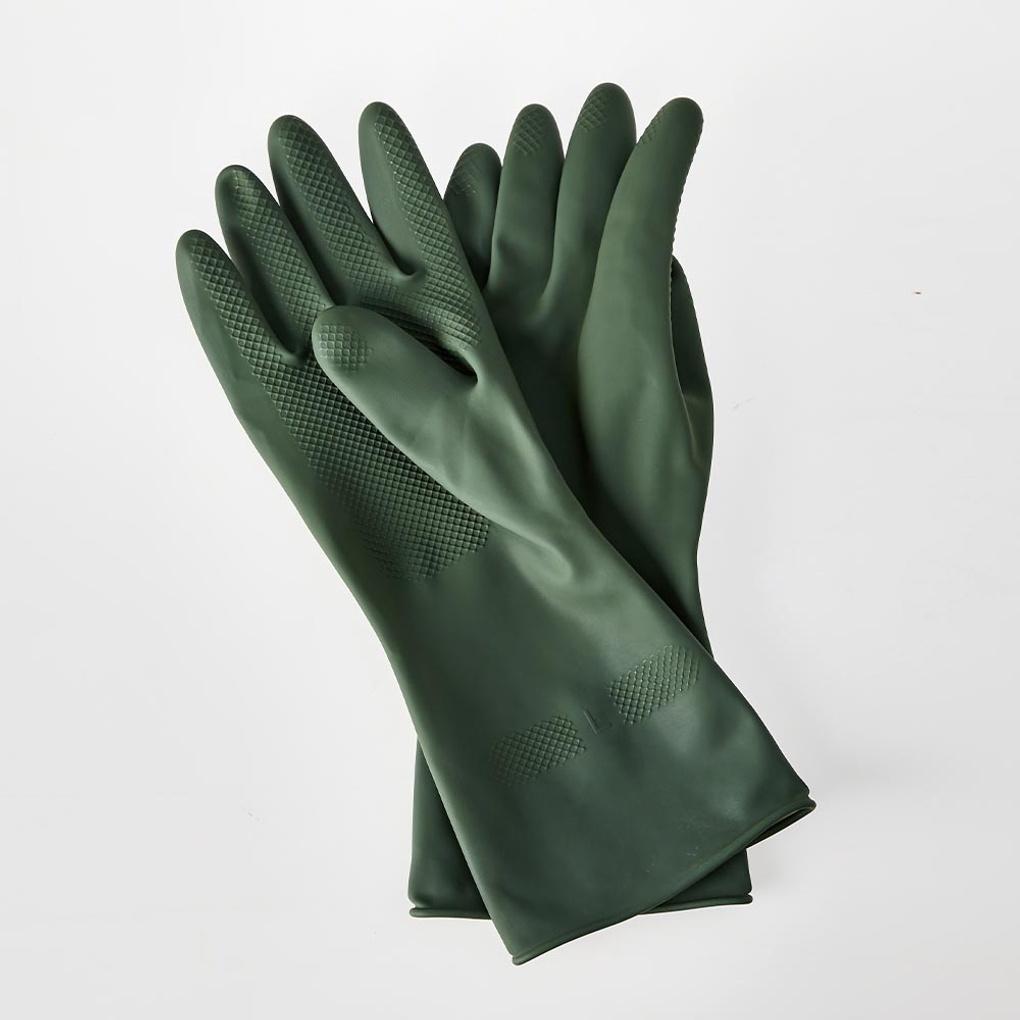 Thick, Long-lasting, Heavy-duty Latex Rubber Gloves 3-piece Set L_Green_DY0224004