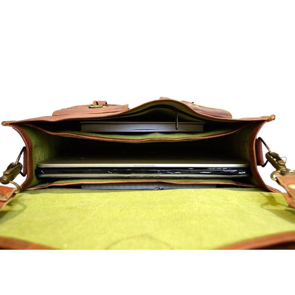 Men's Distressed Vintage Leather Briefcase Satchel Messenger Work Laptop Bag