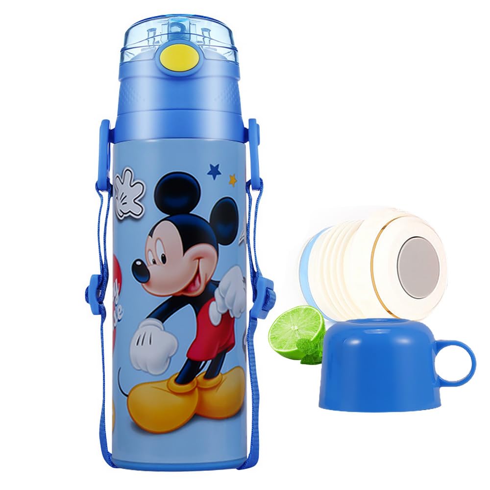 Captain and Mickey Mouse Water Bottles for Vacuum Straw 316 Stainless Perfect for and Keeps Drinks Cold or Perfect as a Gift or Character Sports Water