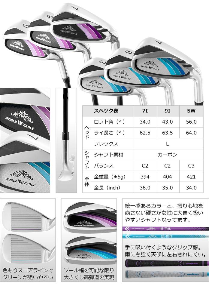 WORLD EAGLE Golf Club Set for 6 Pieces Not Half Ladies Club Set with Head Cover Black Plum Women's Beginners, Right-Handed, [Bag Included] [Tear Bell]