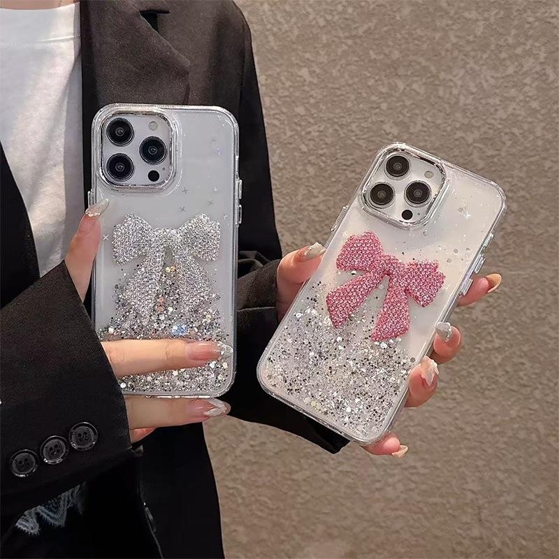 Glitter sequined butterfly transparent Epoxy mobile phone case is suitable for Apple 17 women's Iphone16 light luxury 15 women's fashion