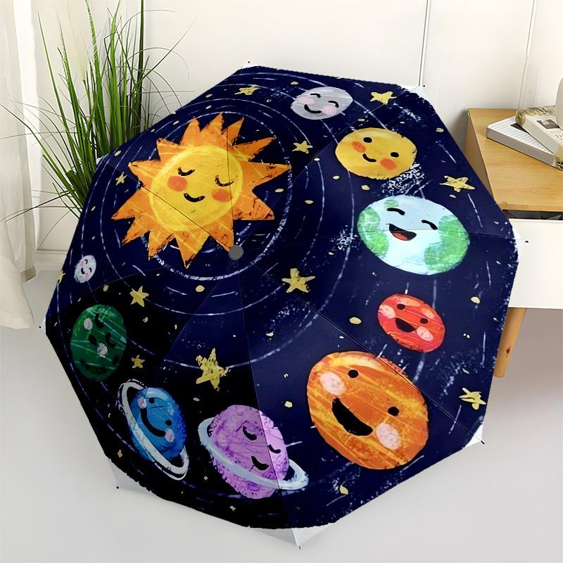1pc Solar System Adventure Umbrella with Plastic Handle,Suitable for All Seasons UmbrellaPT440