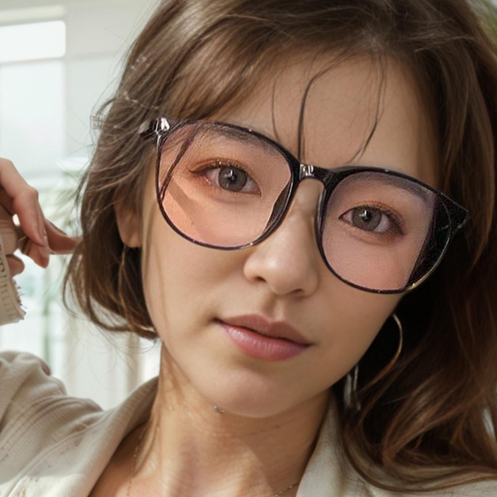 2PCS Fashionable Decorative Anti-Blue Light Flat Glasses Oval-Shaped Frame For Women