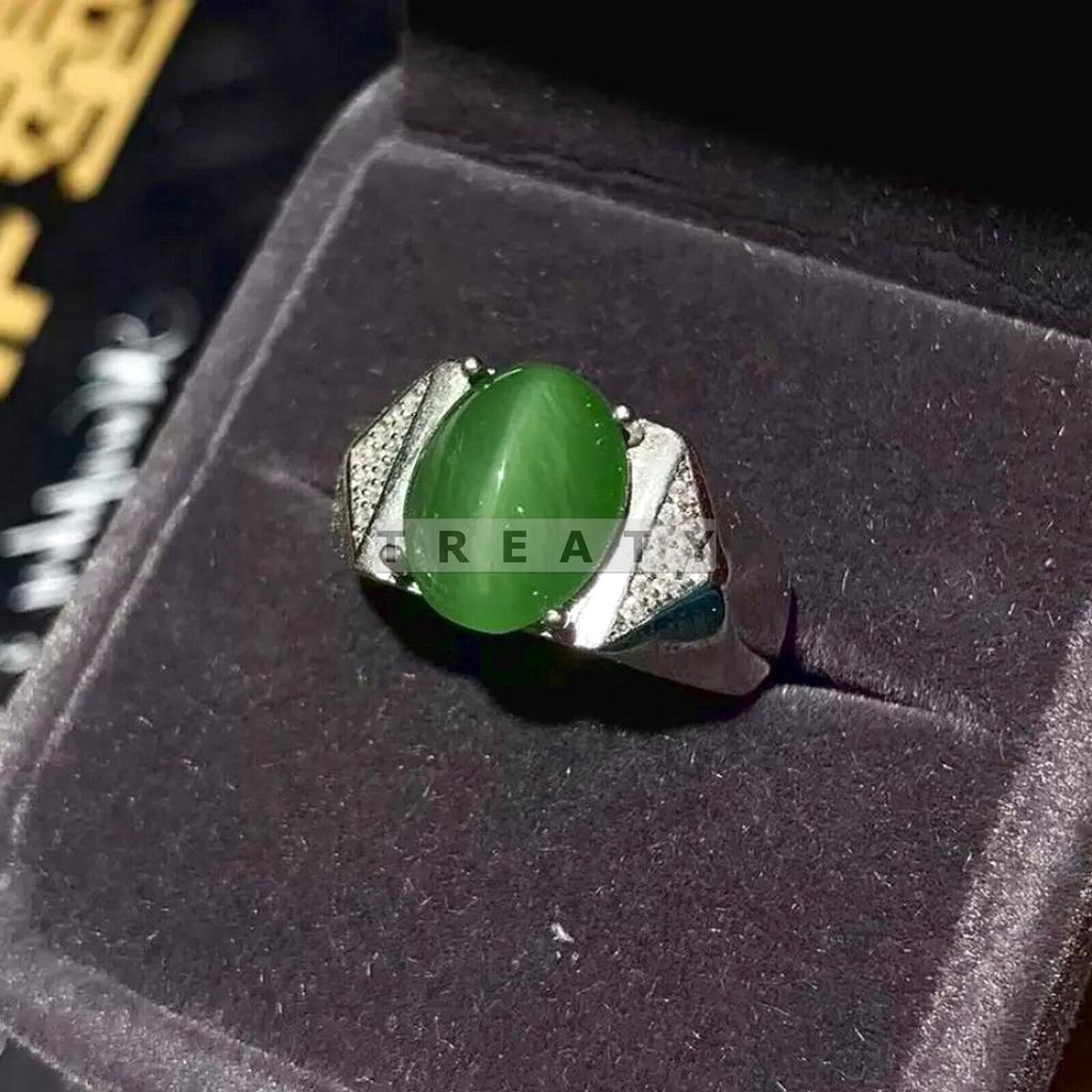 Jade Oval Cut Gemstone With 925 Sterling Silver Ring For Men's #349 JL375732478132