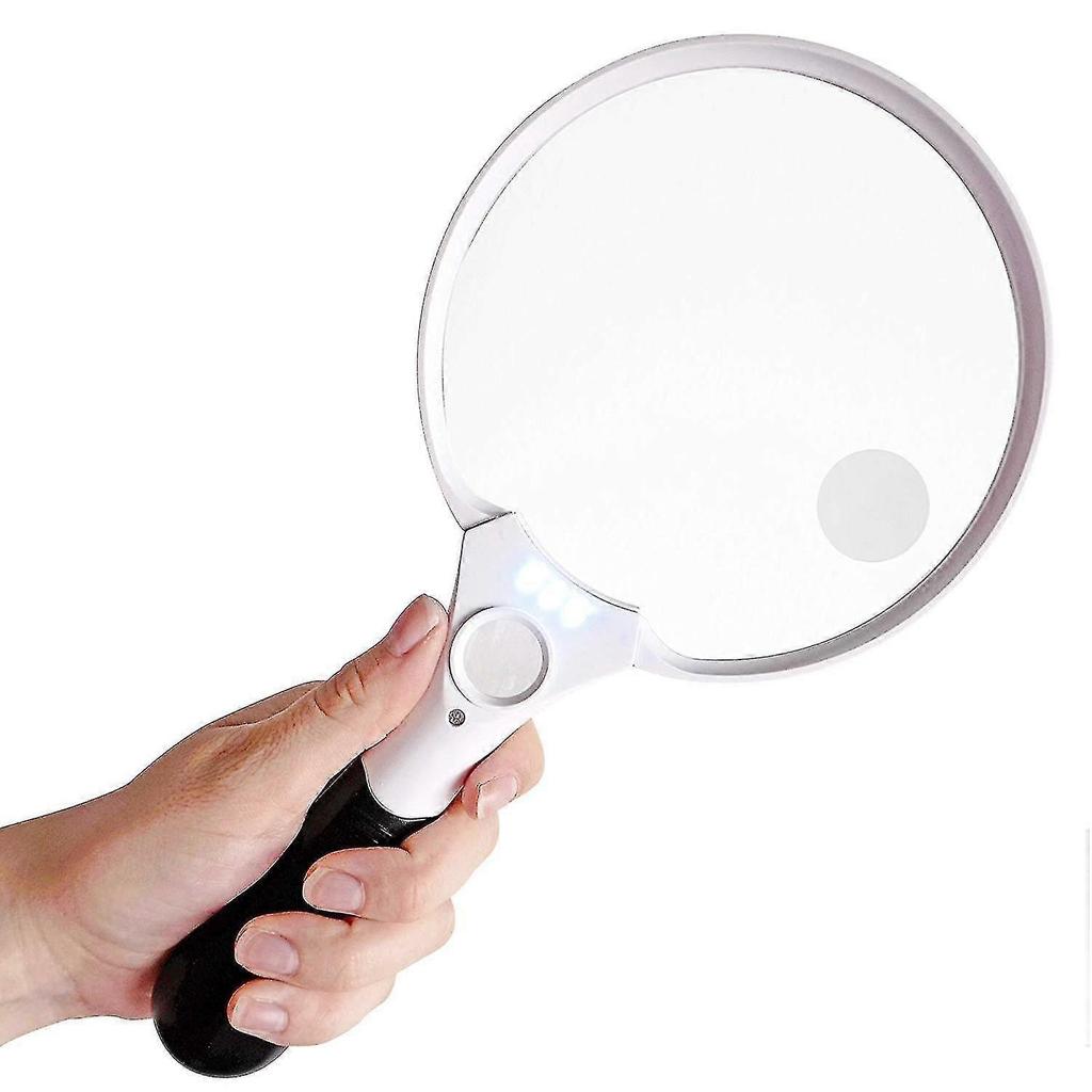 Lupa de Mano LED Extra Grande de 5.5 Pulgadas con Luz - Lente de 2x 4x 10x - La Mejor Lupa Iluminada de Tamaño Jumbo Para Libros, Periódicos