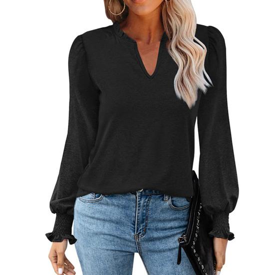 Chic Puff Long Sleeves Versatile Comfortable Ladies Elegant Fashion Loose Pullover Tee Shirt Streetwear Club Blouse