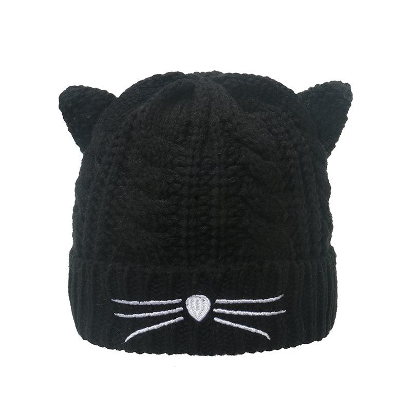 Winter hat warm Internet celebrity Japanese ins cute face small plush thickened cat knitted hat wool hat women