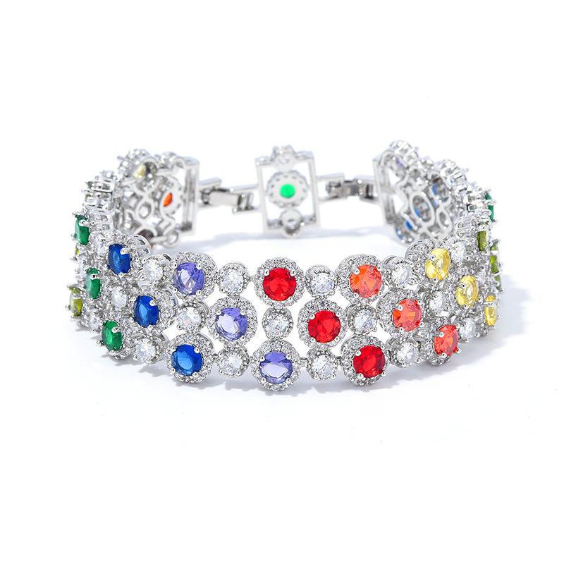 Bracelet Zircon Color European and American Fashion Full Diamond Bright Sky Full of Stars Colorful Treasure