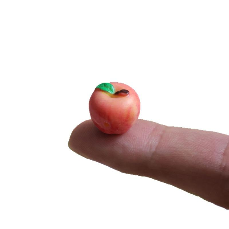 5Pcs Realistic Fruit Miniature 3D Apple Resin for Handmade DIY Bracelet Necklace Loose Bead Cute Girl Pendant Charm Accessories