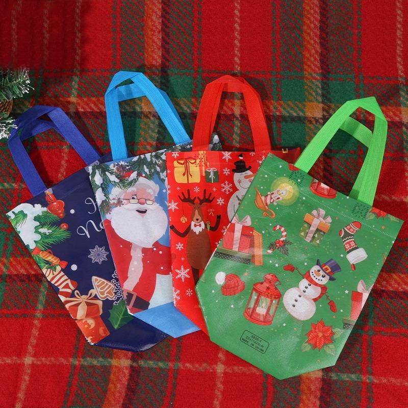 Christmas Gift Bags Non-Woven Reusable Holiday Handbag For Presents Wrapping Pouches Home Xmas New Year Party Decoration Gifts
