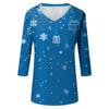 Women's T Shirt CHristmas Print 3/4 Sleeve Daily Weekend Fashion Basic V- Neck Regular Top
