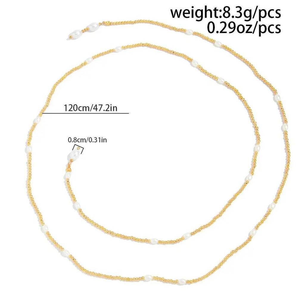 IngeSight.Z 2026 New Charm Imitation Pearl Long Tassel Necklace Women Trendy CCB Beads Y-shaped Necklace Elegance Jewelry Gifts