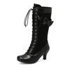 Autumn Winter Vintage Women Victorian Boots Lace Up High Heel Bootie Cross Straps Lolita Princess Cosplay Party Costume Shoes