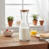 2 Piece Transparent Glass Pitcher Wide Mouth Milk Bottle Glass Carafe with Lid  Dinning Table