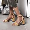 Mode Blockabsatz Sandalen Damen Sommer Schuhe Klassische Flip Flops Schwarz Beige Elegant Peep Toe Riemchen Partyschuhe Weibliche Marke
