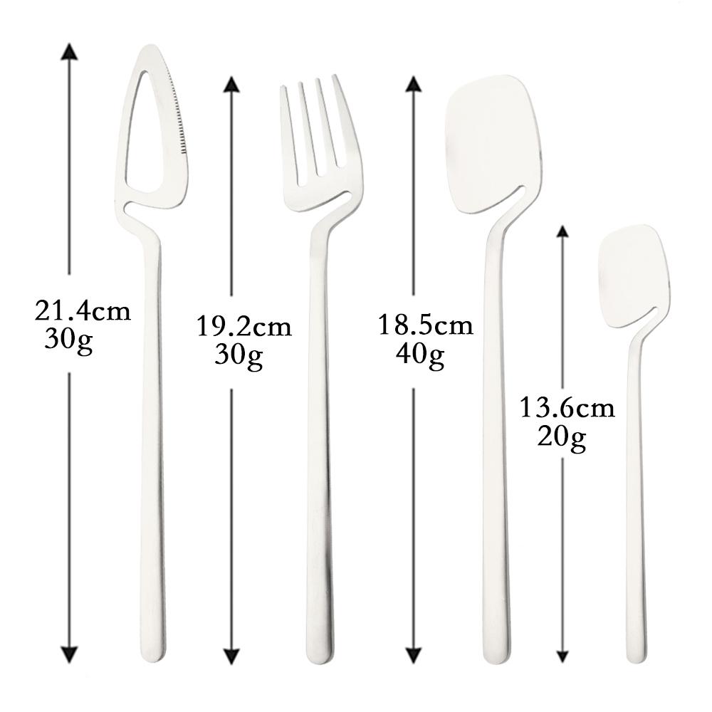 4Pcs Blue Silver Stainless Steel Cutlery Set Kitchen Silverware Dinnerware Knife Fork Spoon Flatware Set Brushed Stain Tableware Utensils