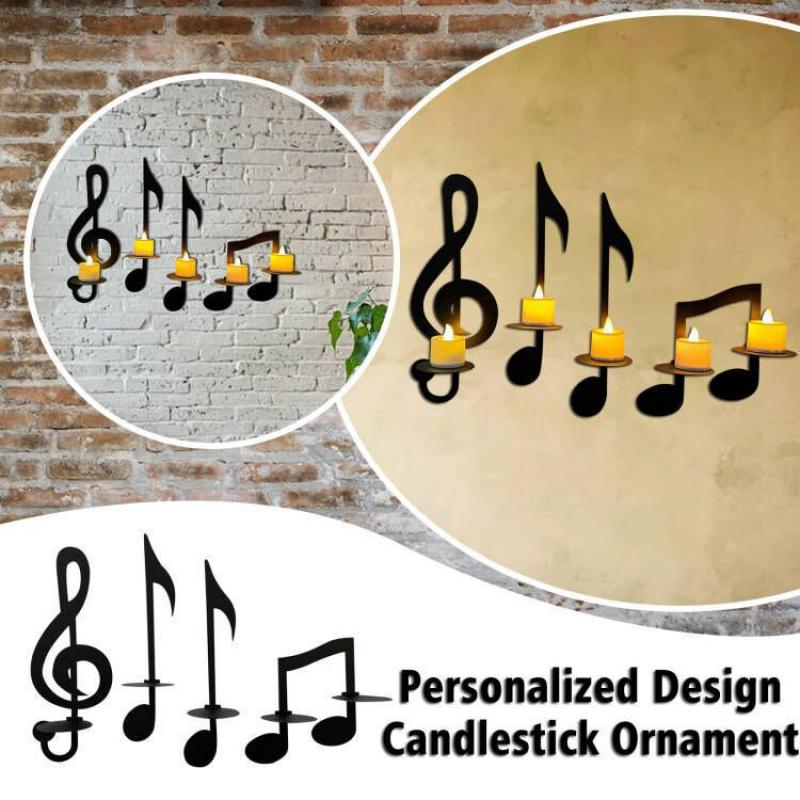 A Set of Music Symbol Wall-Mounted Candlesticks, Suitable for Weddings and Living Room Decorations, Decorative Candlesticks