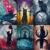The Haunted Cat Tarot Deck - 78 Card Tarot Deck Featuring Original Surreal & Fantasy Feline Art By J Edward Neill 10.3*6cm