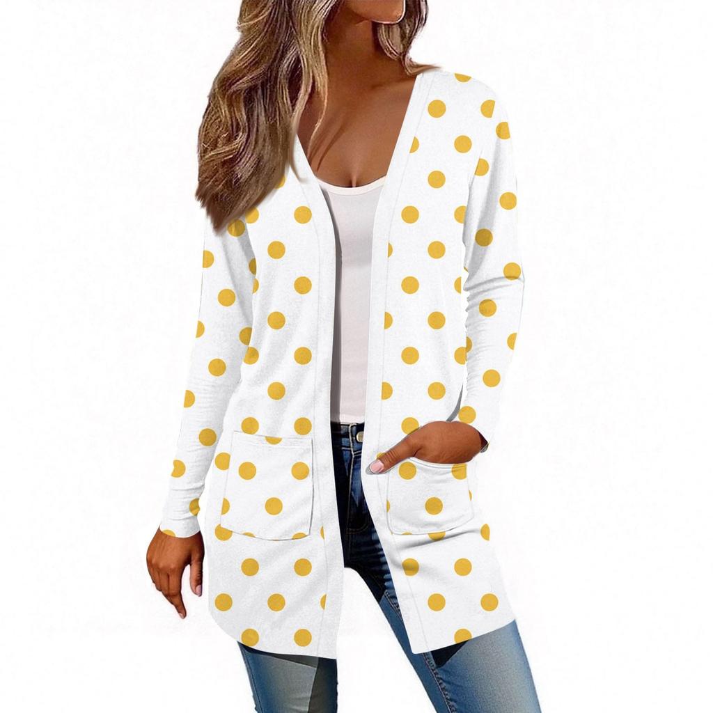 Damen Langarm Strickjacke Lässige Jacke mit Taschen Oberteil