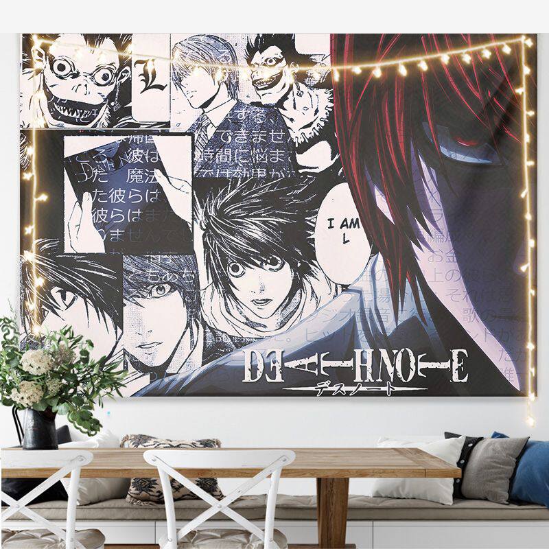 Neues japanisches Anime Death Note Druck Wandteppich Wandbehang Poster Schlafzimmer Hintergrund Wandkunst Heimdekoration