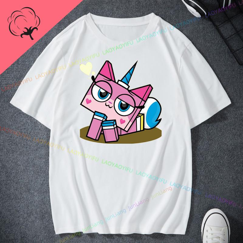 Unikitty Cat Print Funny Tee Shirt Cute 90s  Funny Tee Man Womens 100 Cotton Short Sleeves Couple Birthday Gift Party Shirt