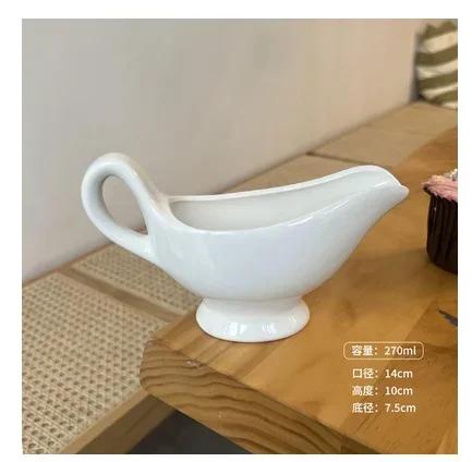 Creative Pure White Ceramic Coffee Small Milk Cup Pot Pot Steak Cup Sauce with Handle Size Sugar Jar Milk Spoon Beak