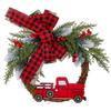Jingchen Red Truck Christmas Door Hanger - Farmhouse Wreath Decoration