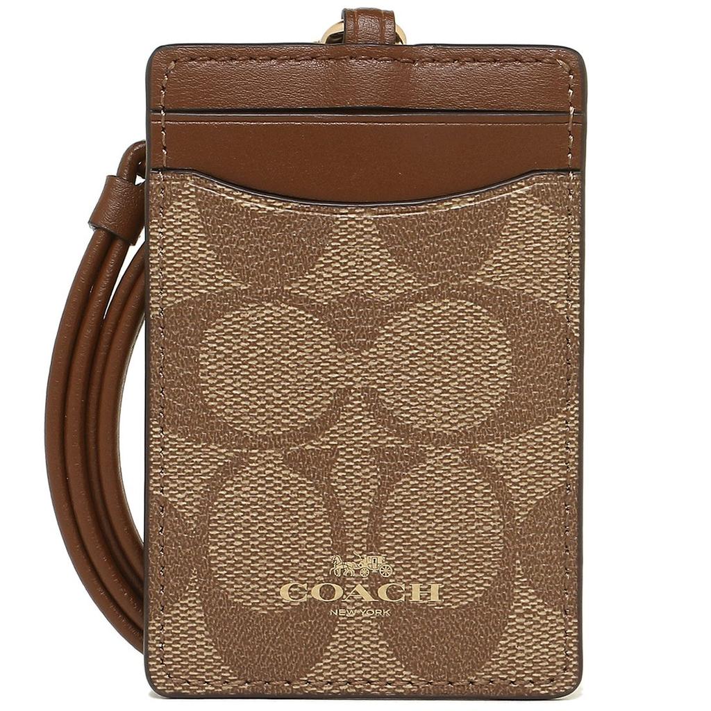 Coach Card Case, Outlet, F63274 IME74, Lanyard ID Case, Signature, Saddle Brown, Pass Case, Card Case [Parallel Import]