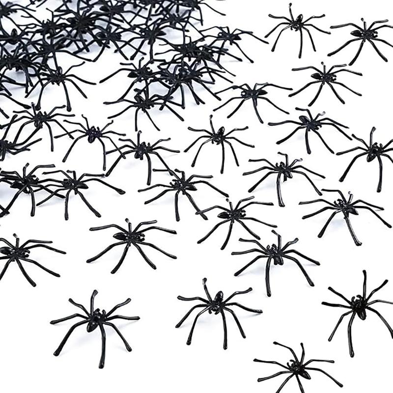 

50/100Pcs Plastic Spider Halloween Black Fake Artificial Spider Toy For Prank Haunted House Decoration Navidad Party Supplies 50Pcs чёрный